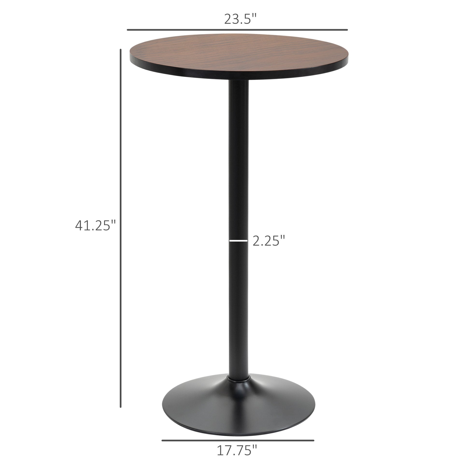 Homcom 42" H Bar Height Round Bar Table, Rustic Industrial Pub Table, Elm Wood Top Bistro Table With Metal Base Black Steel