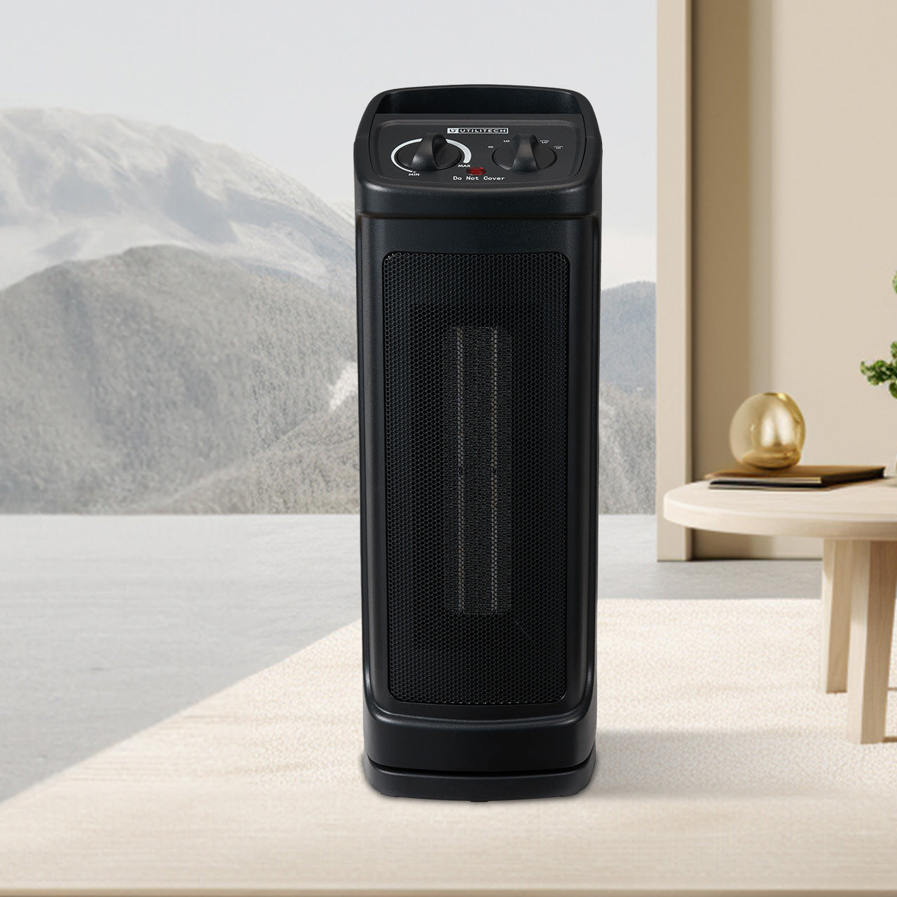 Space Heater, Portable Electric Heater With Adjustable Thermostat And Remote Control, Manual,Black Black Plastic