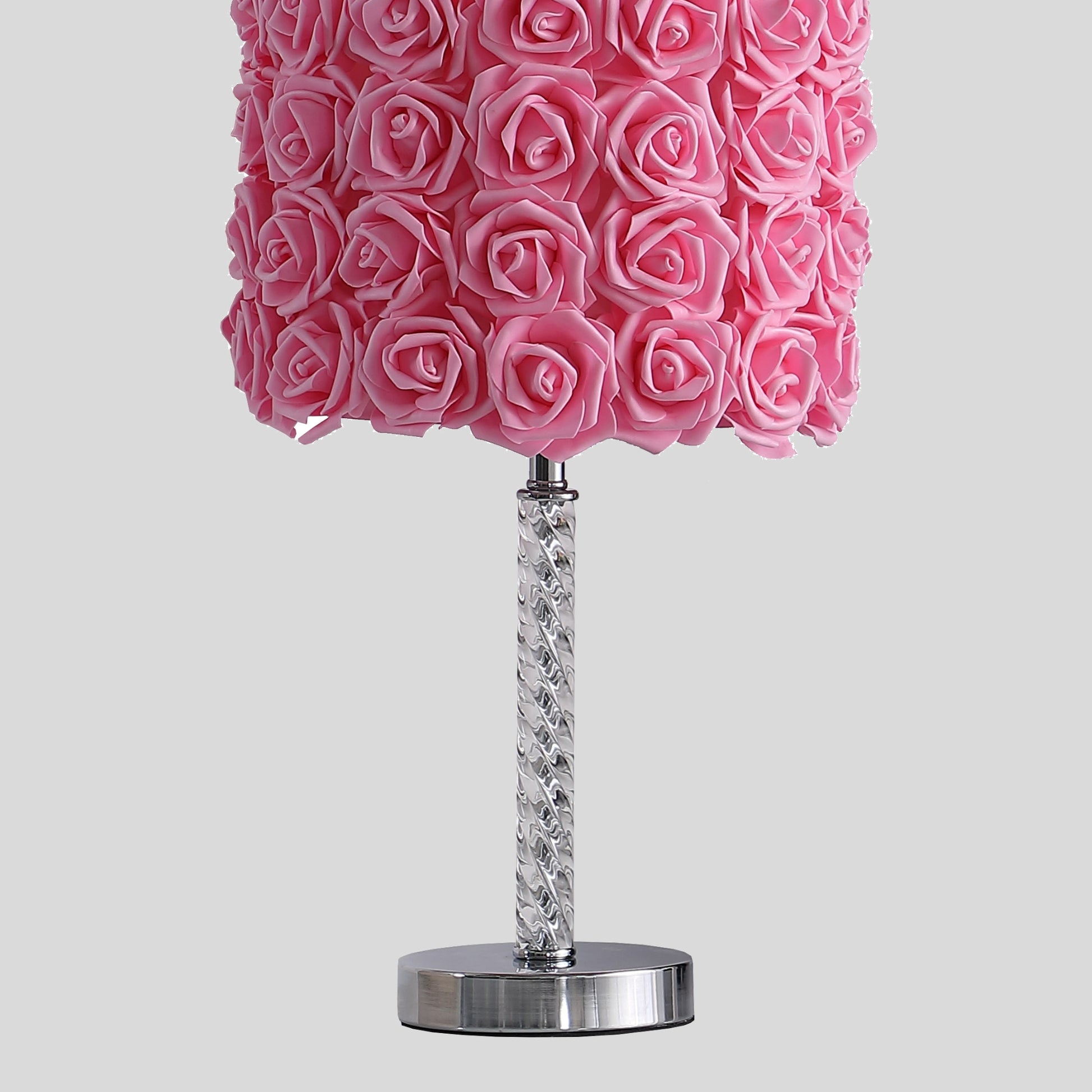 18.25" Pink Roses In Bloom Acrylic Metal Table Lamp Multicolor Metal