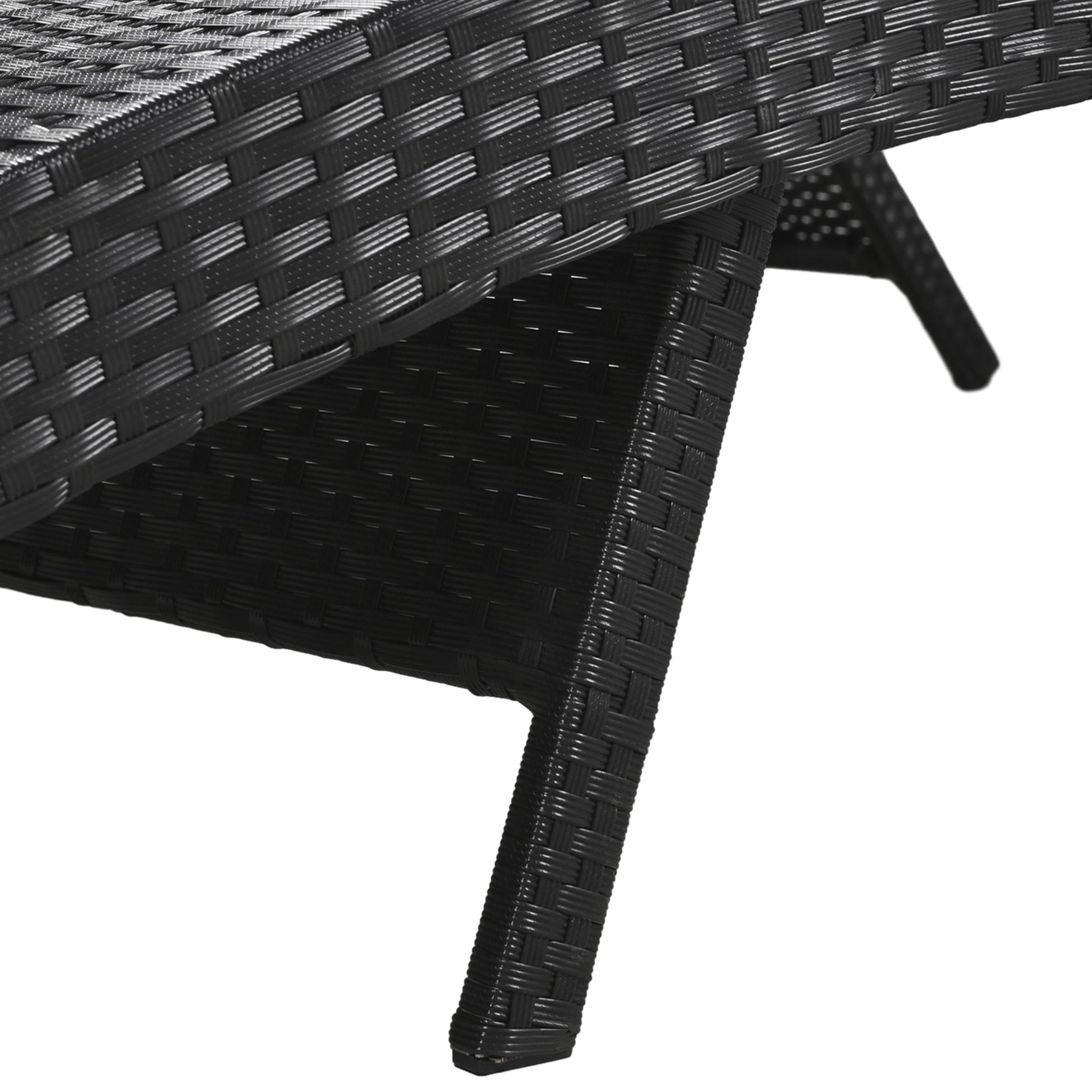 K&K 80'' Outdoor Wicker Chaise Lounge Chairs Set Of 2, Patio Rattan Reclining Chair Pull Out Side Table Adjustable Backrest Ergonomic Wave Design Pool Sunbathing Recliners, Black No Lounge Black