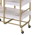 Gold And White Washed Serving Cart With 3 Adjustable Trays Gold White Dining Room Contemporary Rectangular Kitchen Carts Wood Metal