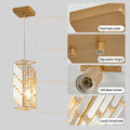 Modern Crystal Pendant Light 3 Pack, Adjustable Hanging Ceiling Lamp With Crystal Prism Design For Dining Room, Kitchen Island, And Living Room Golden Finish Golden Crystal,Iron