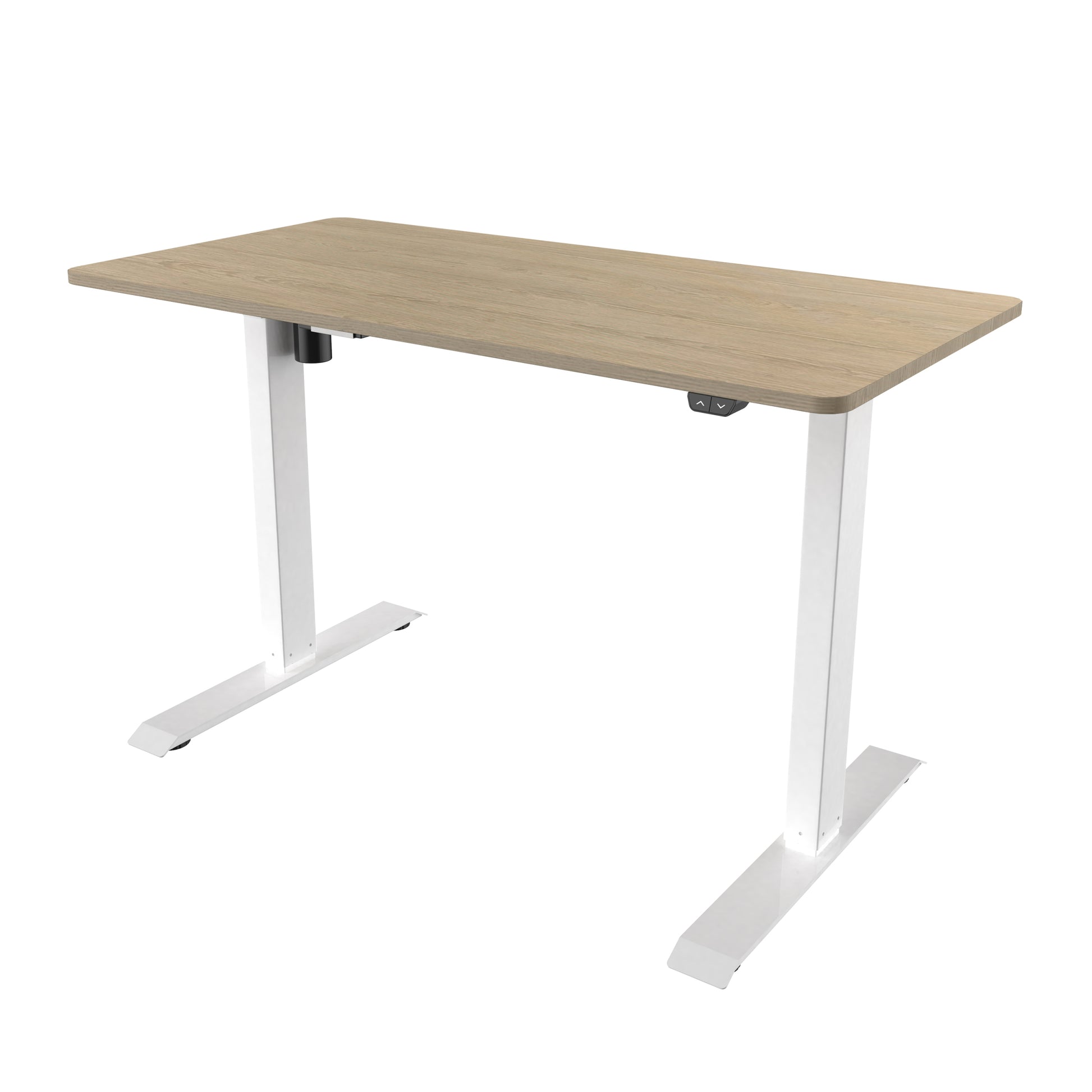 Techni Mobili Adjustable Sit To Stand Desk, Oak Oak Computer Desk Office Modern Rectangular Rectangular Steel Particle Board