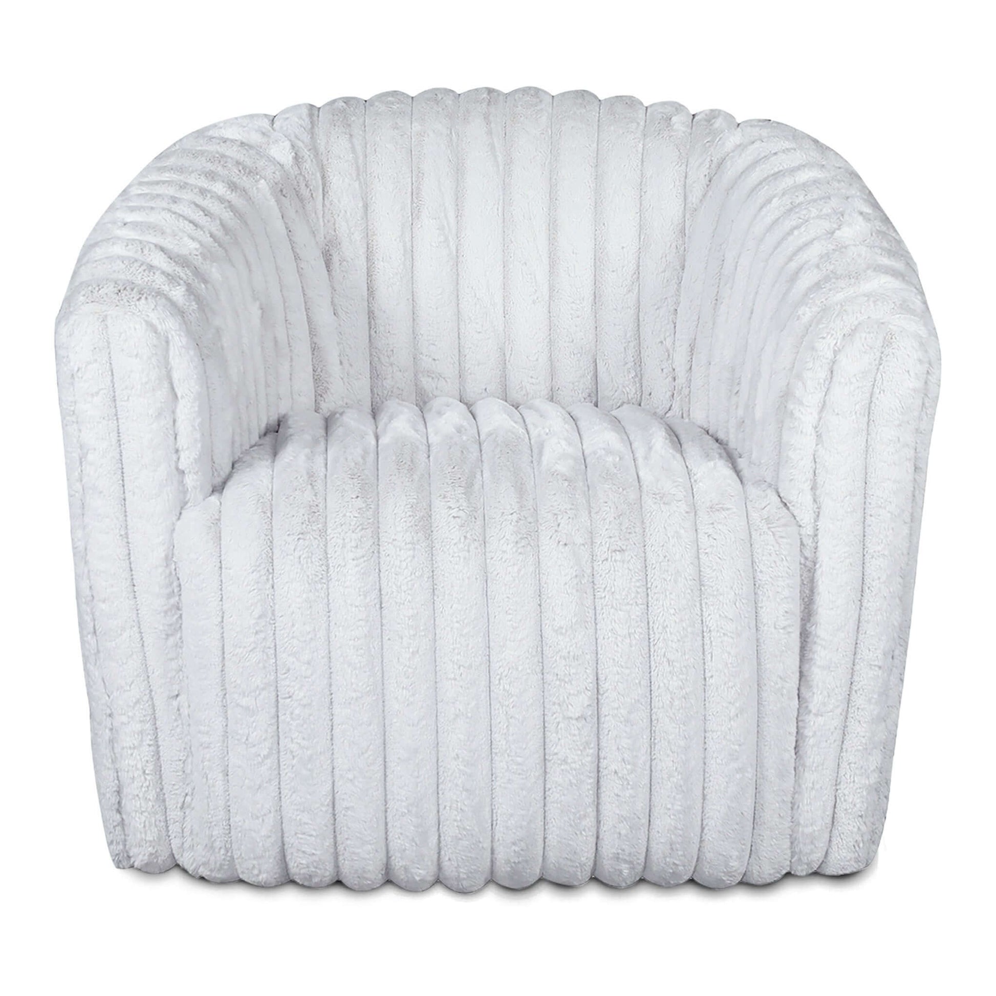 Mira White Velvet Swivel Chair White Brown Wood Plush Fabric,Solid Wood