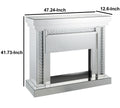Wood And Mirror Electric Fireplace With Embedded Faux Crystals, Clear Clear Engineered Wood