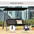 Outsunny Patio Swing Chair With Canopy, Seats 2 Adults Loveseat Bench With Adjustable Tilt Canopy, Armrests, A Frame Steel,Mesh For Backyard, Garden, Black Black Metal