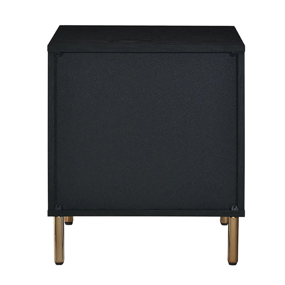 Black, Silver And Gold 3 Drawer Nightstand With Metal Leg White Black 3 Drawers Bedroom Rectangle Glam Drawers Wood Metal
