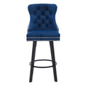 Modern Swivel Bar Stools Velvet Barstools Button Tufted Bar Stools Rivet Trim Bar Stools For Kitchen Island,Bistro, With Metal Pull Ring Sturdy Footrest Large Backrest For Home Bar 3 Navy Blue