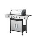 4 Burner Propane Gas Bbq Grill With Side Burner, 46790Btu Output With Enameled Cast Iron Cooking Grids For Outdoor Barbecue, Stainless Steel Black Silver Garden & Outdoor Iron,Stainless Steel