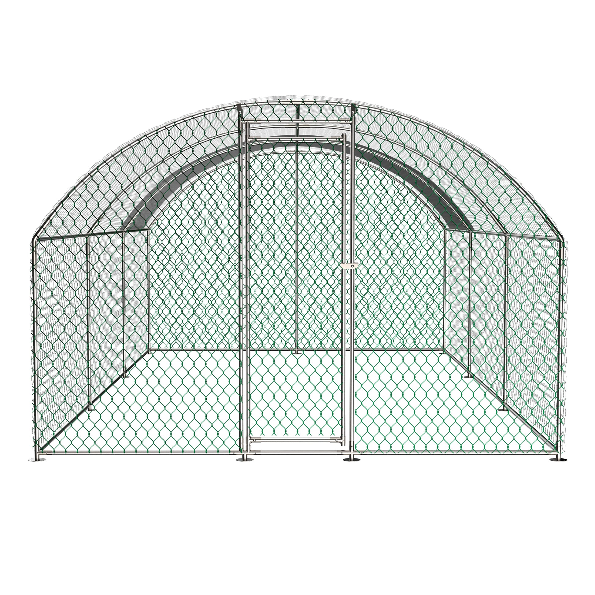 Large Chicken Coop Metal Chicken Run With Waterproof And Anti Uv Cover, Dome Shaped Walk In Fence Cage Hen House For Outdoor And Yard Farm Use, 1" Tube Diameter, 9.84' X 19.68' X 6.56' White Aluminum