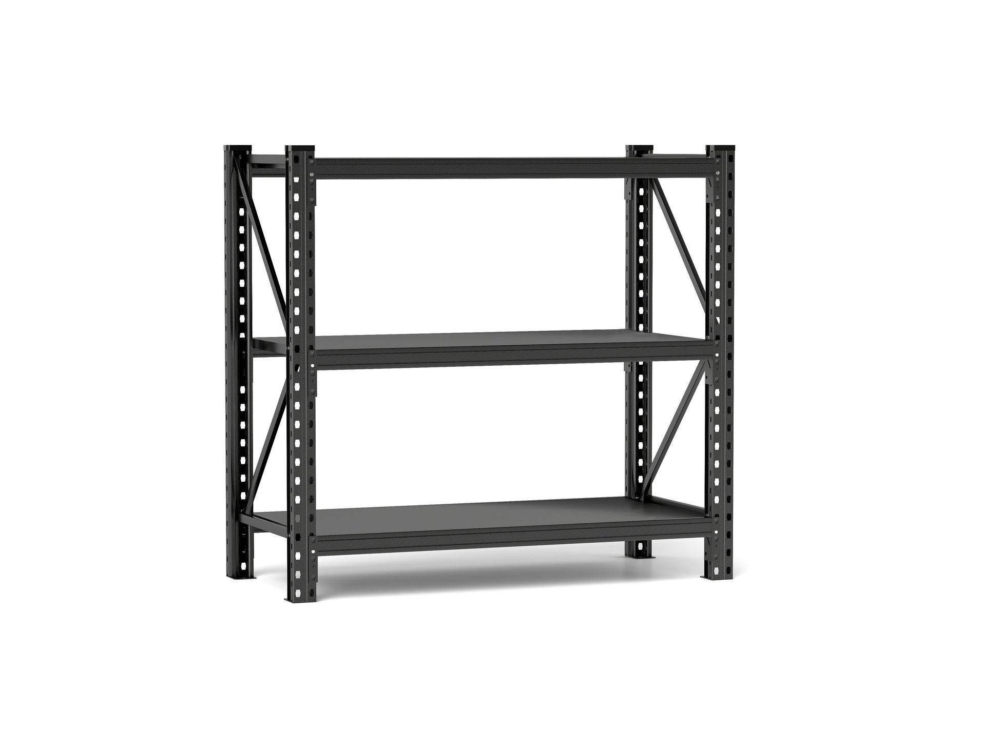 3 Tier Industrial Shelving Rack 47In, Heavy Duty Steel Shelving Unit Adjustable, 51.2" W*23.6" D*47.3"H, Black, Requires Assembly 3 Black Standard Vertical Primary Living Space Open Back Metal