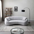 Minimalist Curved Sofa, 3 Seater, Chenille Velvet Fabric Upholstered Sofa, Tight Curved Back Velvet Cloud Couch For Living Room Apartment Office, Light Gray Light Gray Chenille Wood Primary Living Space Medium Soft Tight Back Modern Eucalyptus Recessed