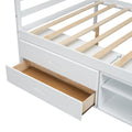 Full Size Wood Platform Bed With Removable Storage Shelves, Built In Two Storage Drawers For Added Convenience, White Full White Wood