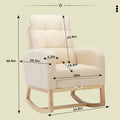 Modern Accent Rocking Chair Rocking Chair With Solid Wood Legs, Adjustable Footrest,Comfy Armchair With Side Pocket, Living Room Lounge Arm Chair With High Backrest Beige,Teddy Beige Polyester Blend