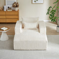 62.5 Inch Corduroy Sponge Sofa Lounge Chair,No Assembly Required,Fluffy Modern Sleeper Chair For Indoor Living Room Bedroom Beige Foam Corduroy 1 Seat