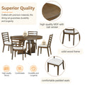 5 Piece Retro Rustic Functional Dining Set Unique Geometric Design, 1 Extendable Table With A 16 Inch Leaf And 4 Upholstered Chairs Ideal For Dining Room And Kitchen Walnut Walnut Solid Wood Mdf