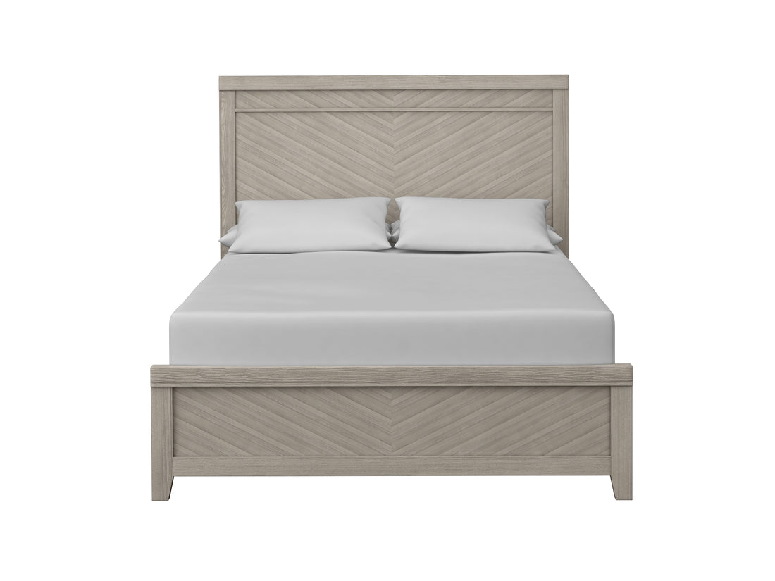 Queen Bed Light Gray Solid Wood Mdf