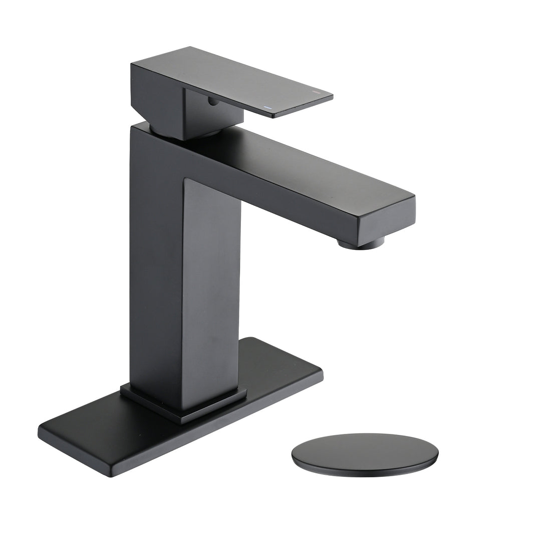 Bathroom Faucet Single Hole, Single Handle Stainless Steel Faucet For Bathroom Sink With Deckplate And Drain Assembly One Matte Black Deck Mounted Bathroom Matte Black Contemporary 1 Hole Faucets Stainless Steel Manual