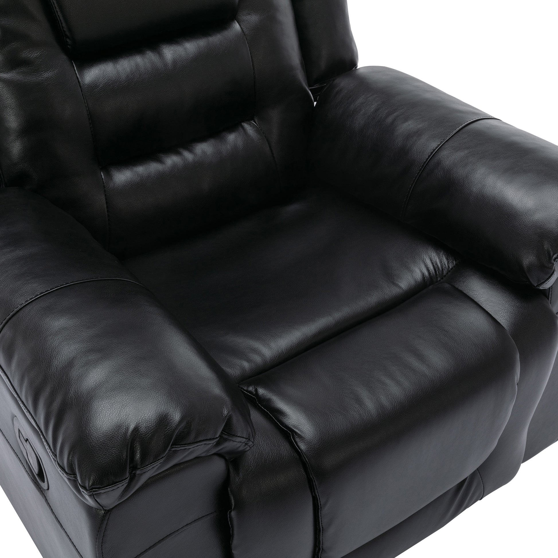 Home Theater Recliner Set Manual Recliner Chair With Wide Armrest, Two Built In Cup Holders For Living Room,Bedroom, Black Old Sku:Sg000760Aab Black Foam Pu Leather