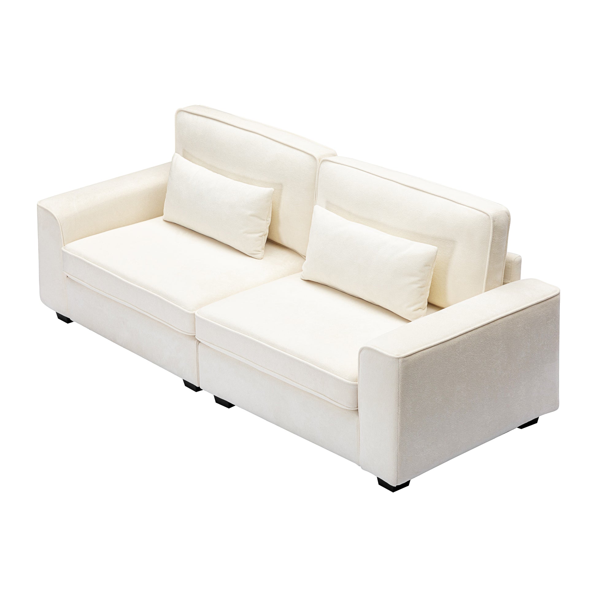 Cozy Duo White Loveseat Sofa Beige Polyester Wood Solid Wood Mdf 2 Seat