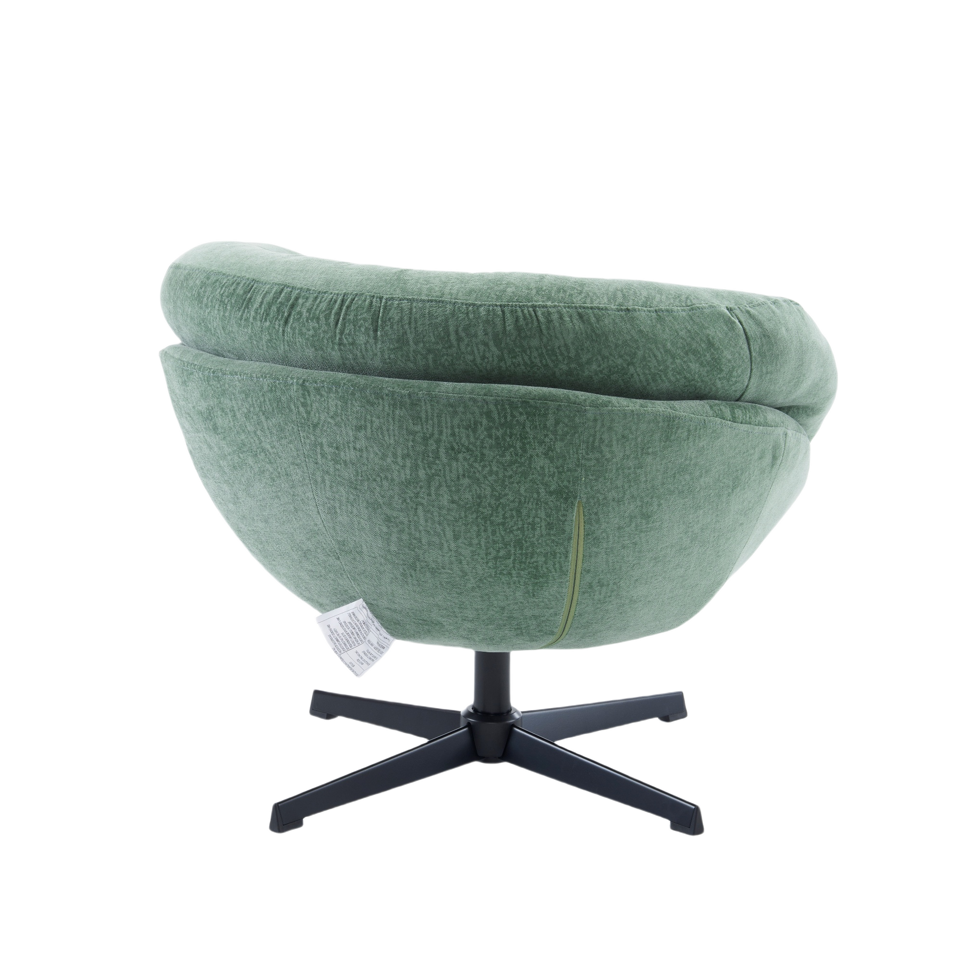 Comfy Chenille Upholstered 360 Swivel Club Chair Accent Chair With Removable Cushion, Round Office Chair With Black Metal Base, Cotton Material, Living Room, Bedroom, Reading Corner, Office Green