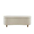 Boucle Flip Top Storage Bench Cream See Below Cream Wood