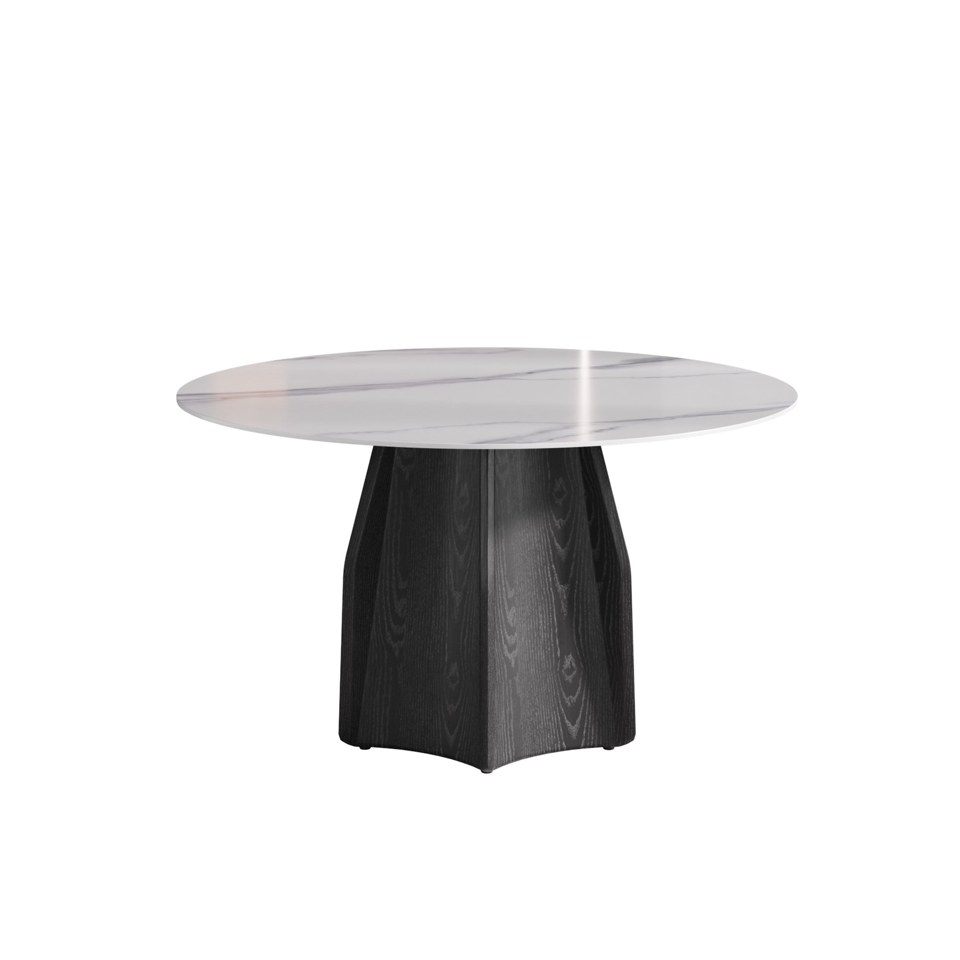 53" Round Marble Dining Table With Black Textured Solid Wood Base, Artificial Marble For 6 People, Dining Room Living Room Kitchen Dining Table,White Dining Table Only Black,White Dining Room Modern