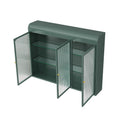 3 Door Arched Wall Mounted Glass Cabinets For Kitchen, Living Room And Bathroom Dark Green Dark Green Glass Metal