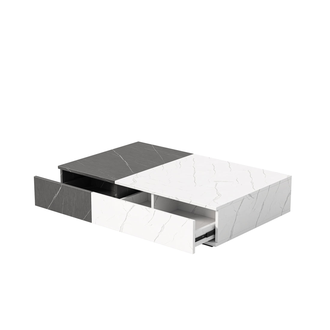 Modern Style Black And White Coffee Table With Two Storage Spaces White Black White Primary Living Space Rectangular Drawers Rectangular Coffee & End Tables Wood
