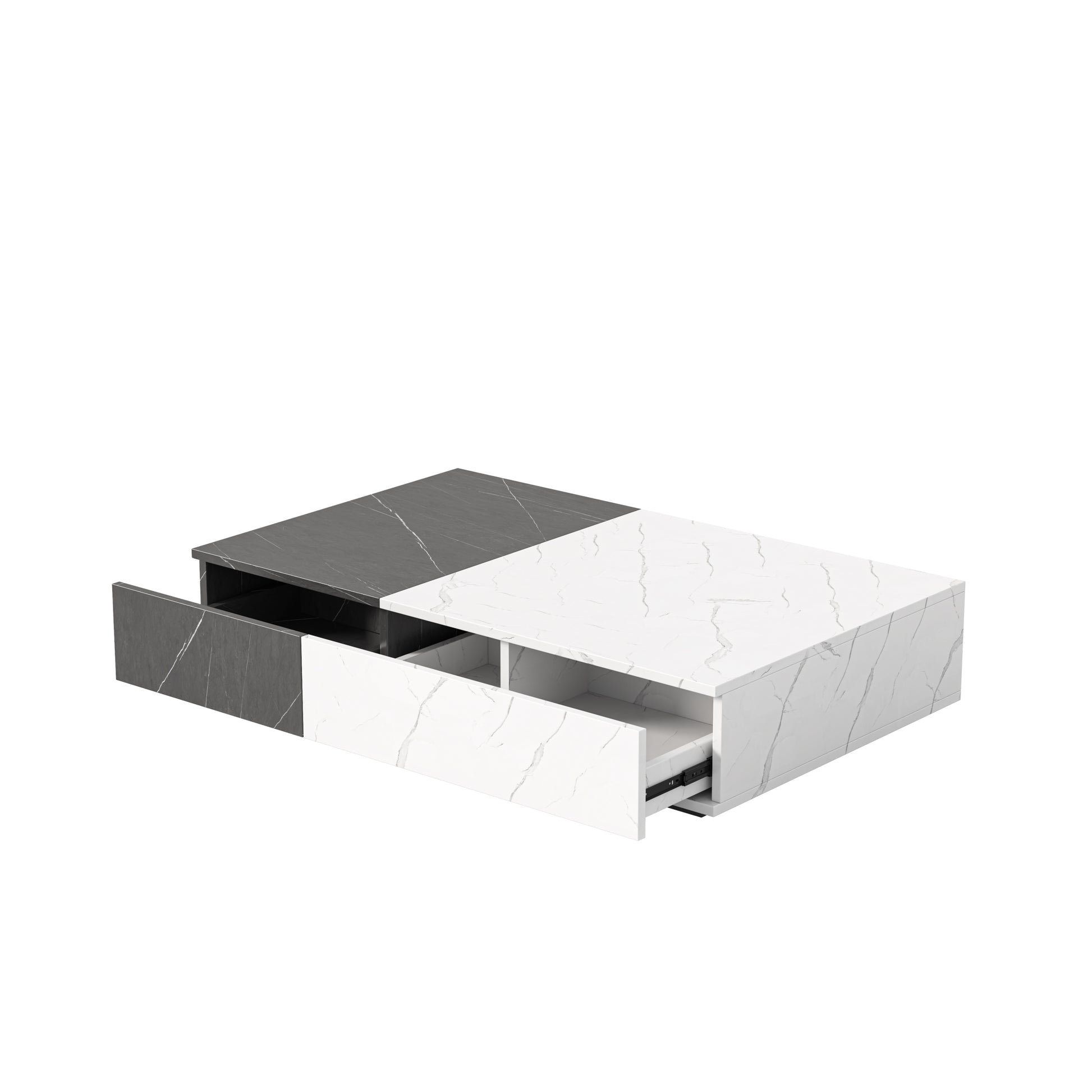 Modern Style Black And White Coffee Table With Two Storage Spaces White Black White Primary Living Space Rectangular Drawers Rectangular Coffee & End Tables Wood