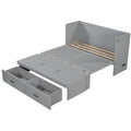 Queen Size Murphy Bed With Usb Ports, Large Drawers And Metal Handles,Gray Queen Gray Solid Wood Mdf