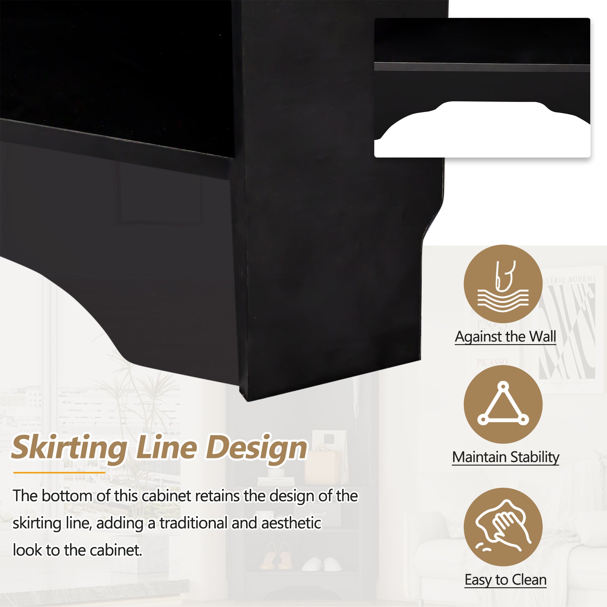 Minimalist Corner Hall Tree With Shoe Bench, Versatile Entryway Coat Rack With 4 Hooks, Corner Cabinet With Adjustable Shelf For Hallway, Living Room, Black, 29.5''W*71.6''H Black Particle Board