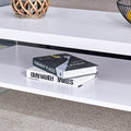 Double Rectangular Coffee Table. The Board Surface Is Mdf, With White Stickers, And Both Sides Are Transparent Tempered Glass. Suitable For Living Room, Bedroom And Other Occasions. White Mdf Glass