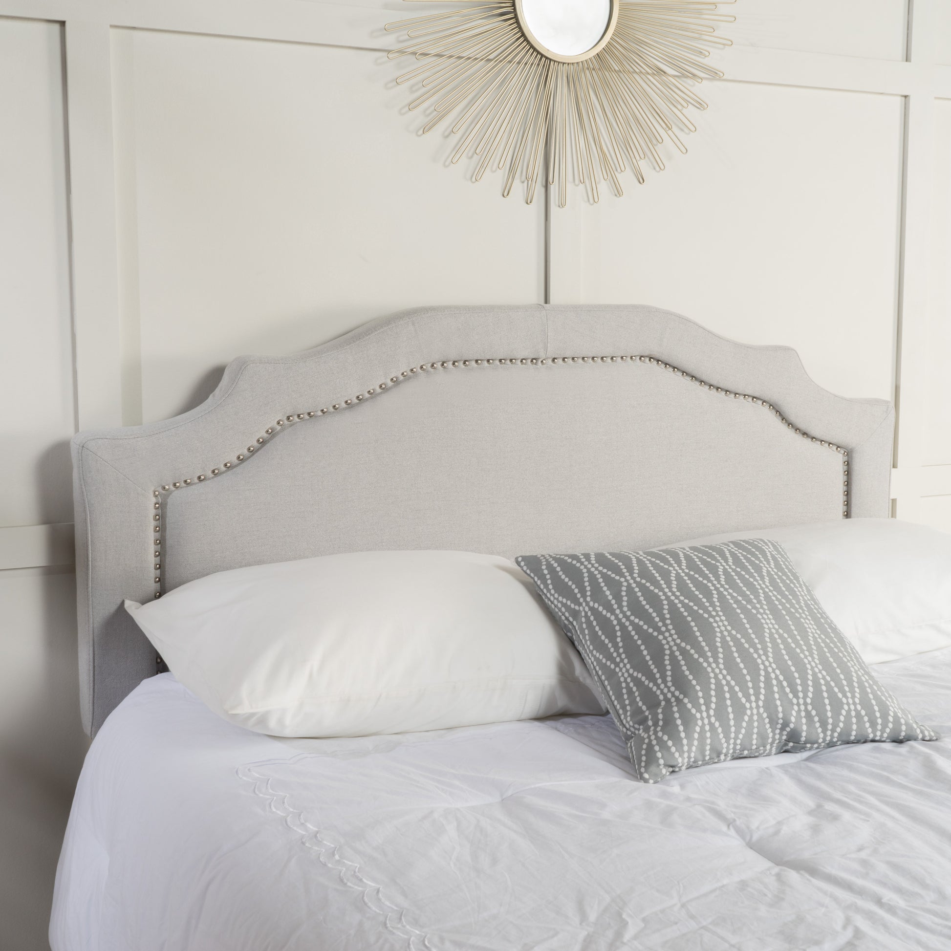 Broxton Headboard Queen Light Grey Fabric