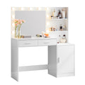 Vanity Desk With Mirror And Lights, 46.4In Dressing Table With 2 Large Drawer&Large Vertical Organizer, 3 Level Dresser & 3 Lighting Modes Adjustable Brightness, Suitable For Bedroom White White Particle Board