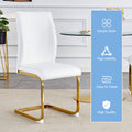 Luxury Simple Arch Chair Set Of 4 White Pu Material High Resilience Dining Chair With Arched Metal Gold Leg. White Gold Metal,Pu