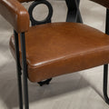 Coolmore Contemporary Designed Pu Fabric Upholstered Accent Dining Chair Barrel Side Chairs Kitchen Armchair For Living Room Set Of 2 Dark Brown Pu Dark Brown Foam Pu Leather