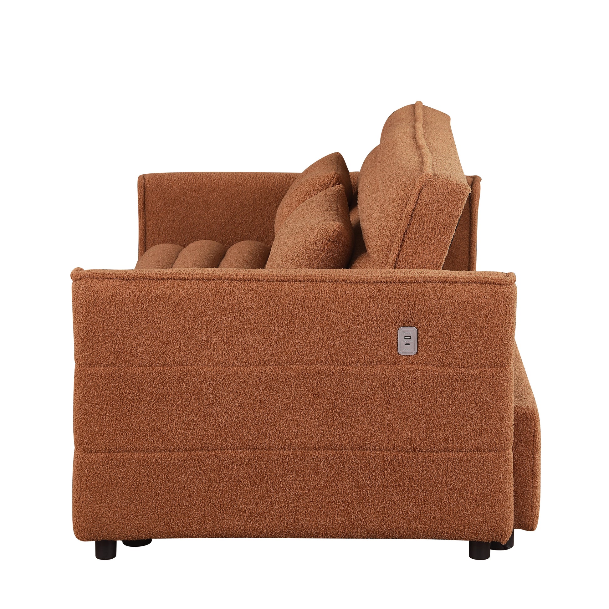 Soft Boucle Convertible Two Bedroom Sofa With Adjustable Back, 2 Seater Sofa, Pull Out Bed, 2 Waist Pillows For Small Living Rooms And Apartments Light Brown Foam Boucle 2 Seat