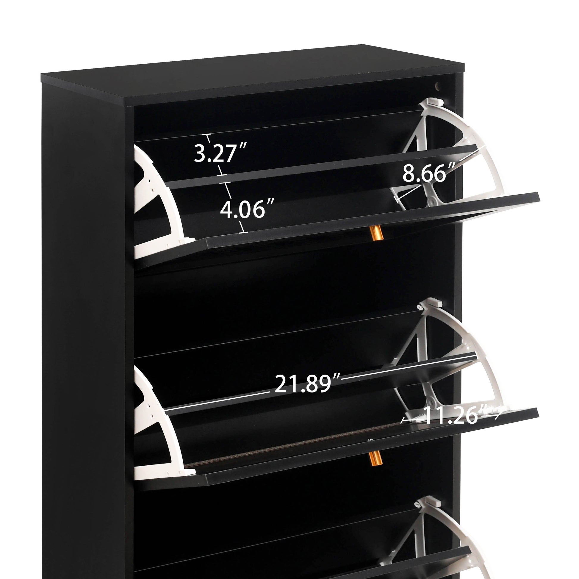 3 Door Shoe Rack, Freestanding Modern Shoe Storage Cabinet, For Entryway Black Mdf