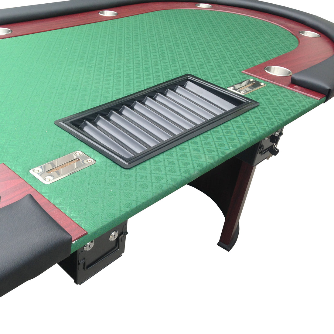 96" Luna Ultra Poker Table With Speed Cloth Racetrack Chip Tray Double Dropbox Wooden Legs Green Green Primary Living Space Modern Wood