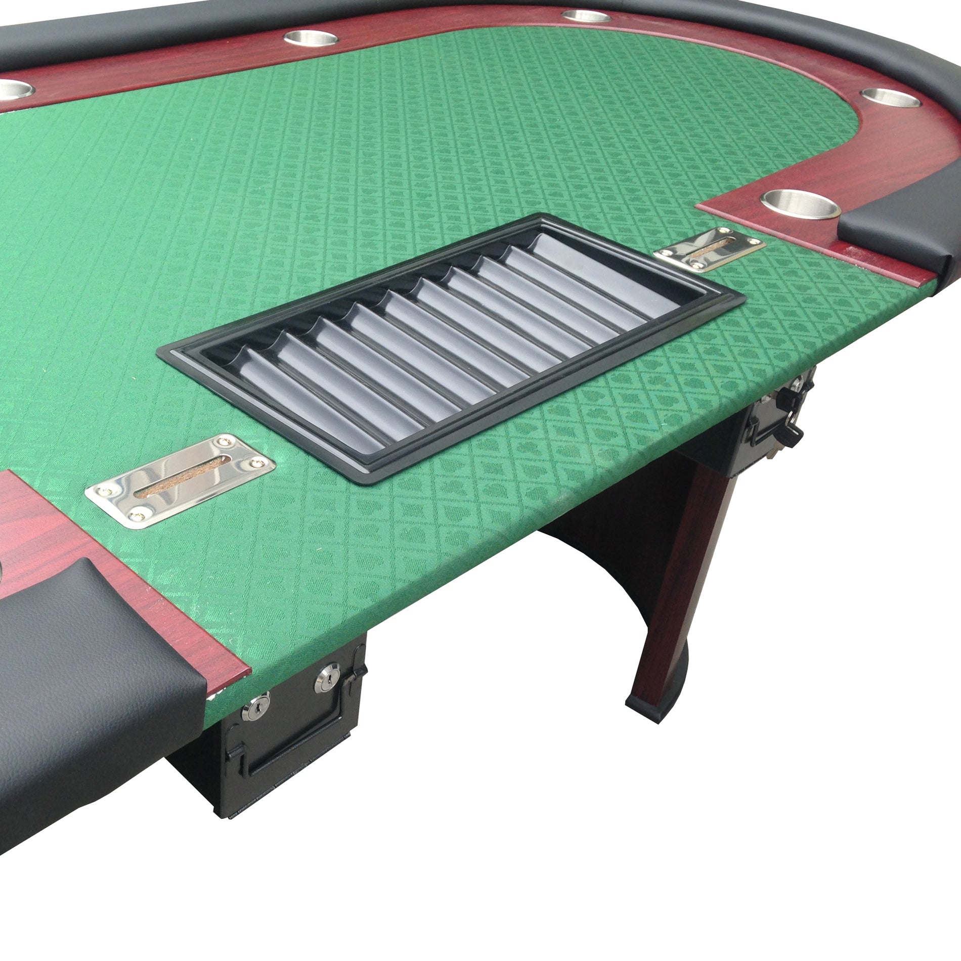 96" Luna Ultra Poker Table With Speed Cloth Racetrack Chip Tray Double Dropbox Wooden Legs Green Green Primary Living Space Modern Wood