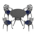 39.37 Inch Cast Aluminum Patio Dining Table With Black Frame And Carved Texture On The Tabletop Dining Set Black Rust Resistant Frame Garden & Outdoor Complete Patio Sets Aluminium