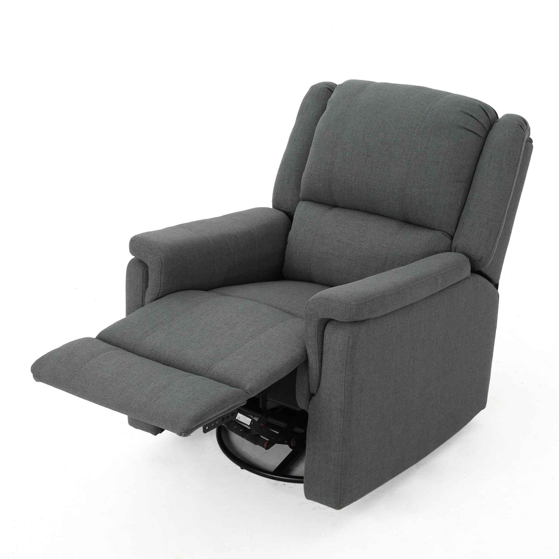 Charcoal Fabric Glider Recliner With Swivel, Manual Reclining Chair Charcoal Fabric