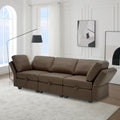 Oversized Modular Sectional Convertible Fabric Sofa Set,Extra Large Sectional Storage Seat Couch For Living Room, 3 Seat Modern Modular Sofa Brown Brown Polyester 3 Seat