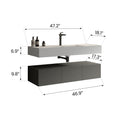 U064 Flora48W 102 Floating Bathroom Sink With Storage Cabinet, Space Gray Wall Mounted Basin With Cabinet With 3 Soft Close Doors Gray Bathroom Modern Engineered Wood