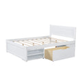 Full Size Platform Bed With Drawer And Two Shelves, White Full Antique White Mdf Lvl