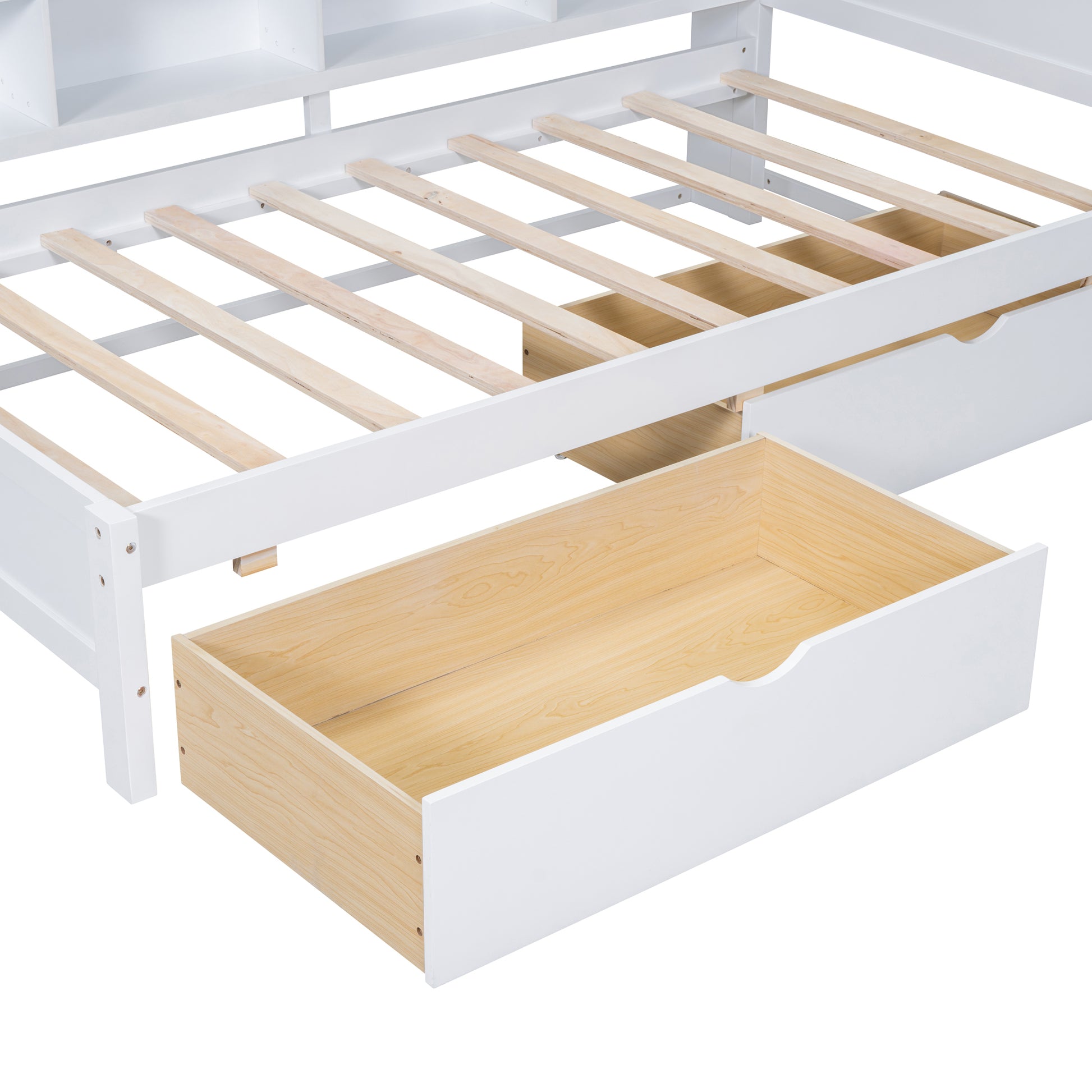 Wooden Twin Size Daybed With 2 Drawers, Daybed With Storage Shelf And Usb Charging Ports,White Twin White Wood