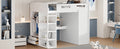 Full Size Loft Bed With Desk, Wardrobes, 4 Drawers And 4 Shelves White Full White Solid Wood