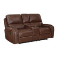 Double Glider Reclining Brown Beautiful Seat With Center Console, Receptacles And Usb Ports,Faux Leather Upholstered Traditional Trim 1Pc Modern Living Room Furniture Brown Faux Leather Wood Primary