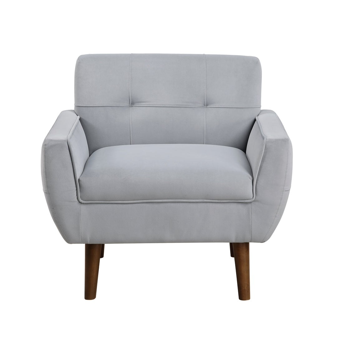 Gray Accent Chair Upholstered Velvet Cushion Seat Back Tufted Contemporary Living Room Furniture 1Pc Gray Primary Living Space Contemporary,Modern Plywood